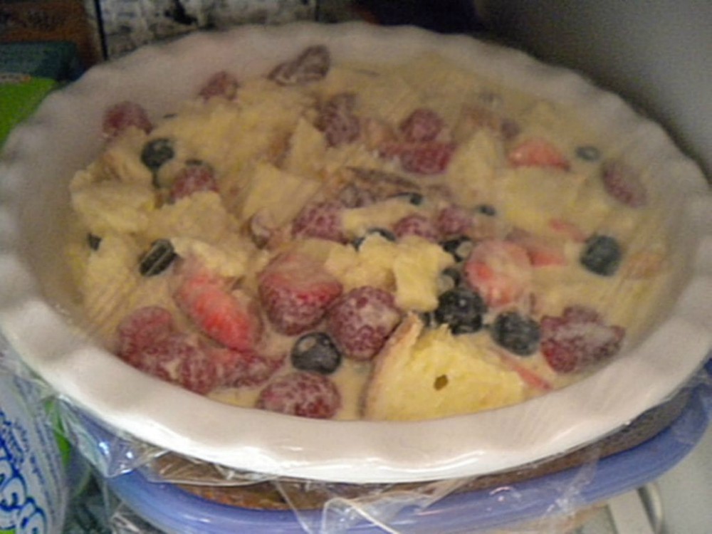 image of bread pudding with mixed berries casserole 