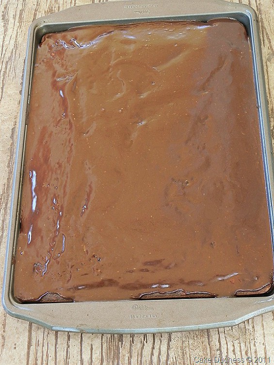 overhead image of chocolate cake