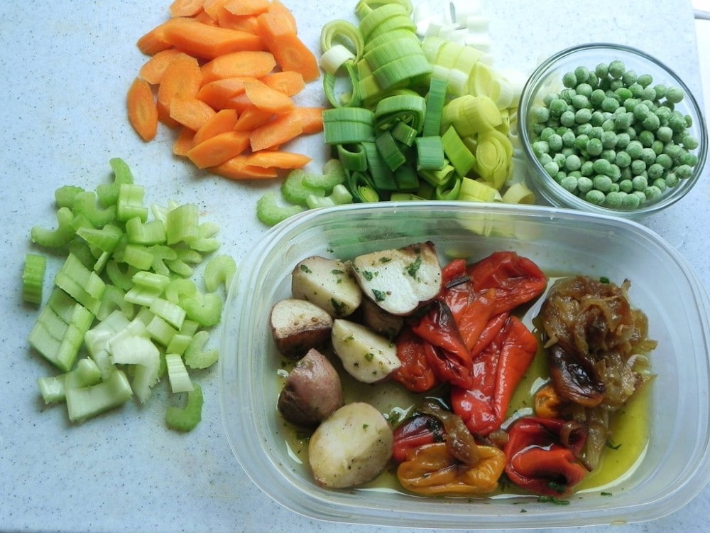 image of prepping vegetables