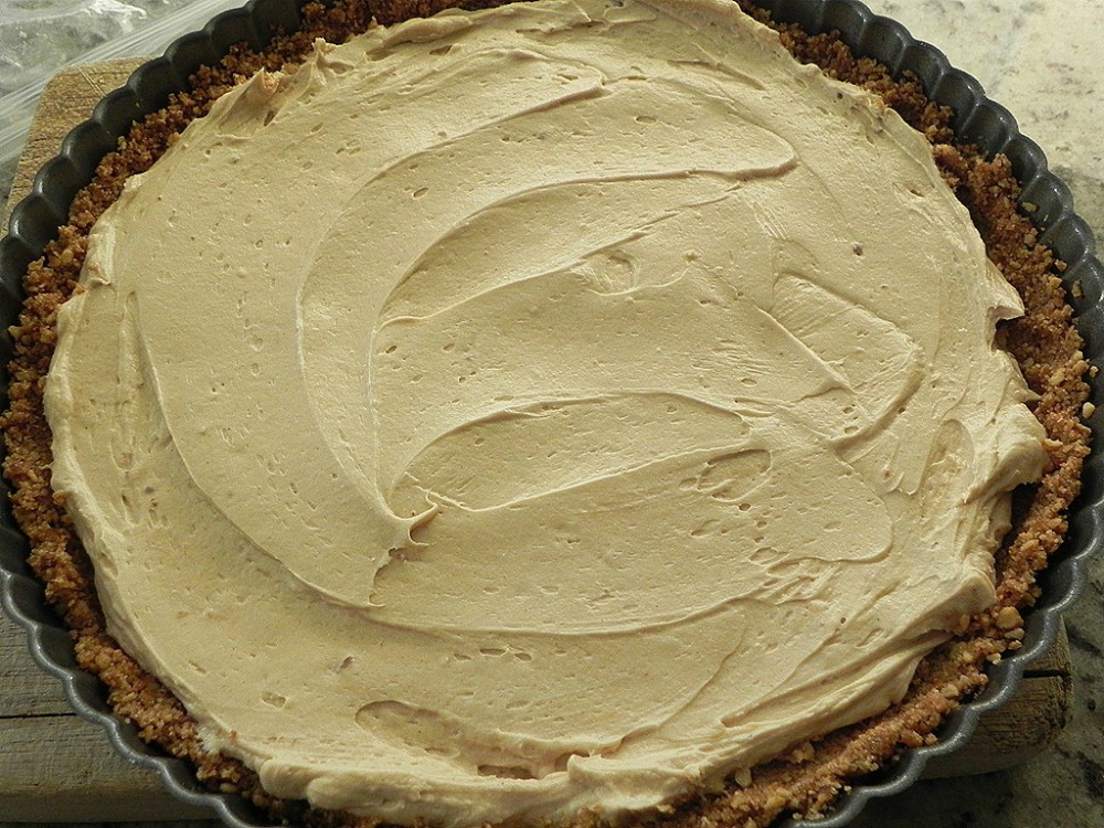 overhead image of peanut butter filled pie 