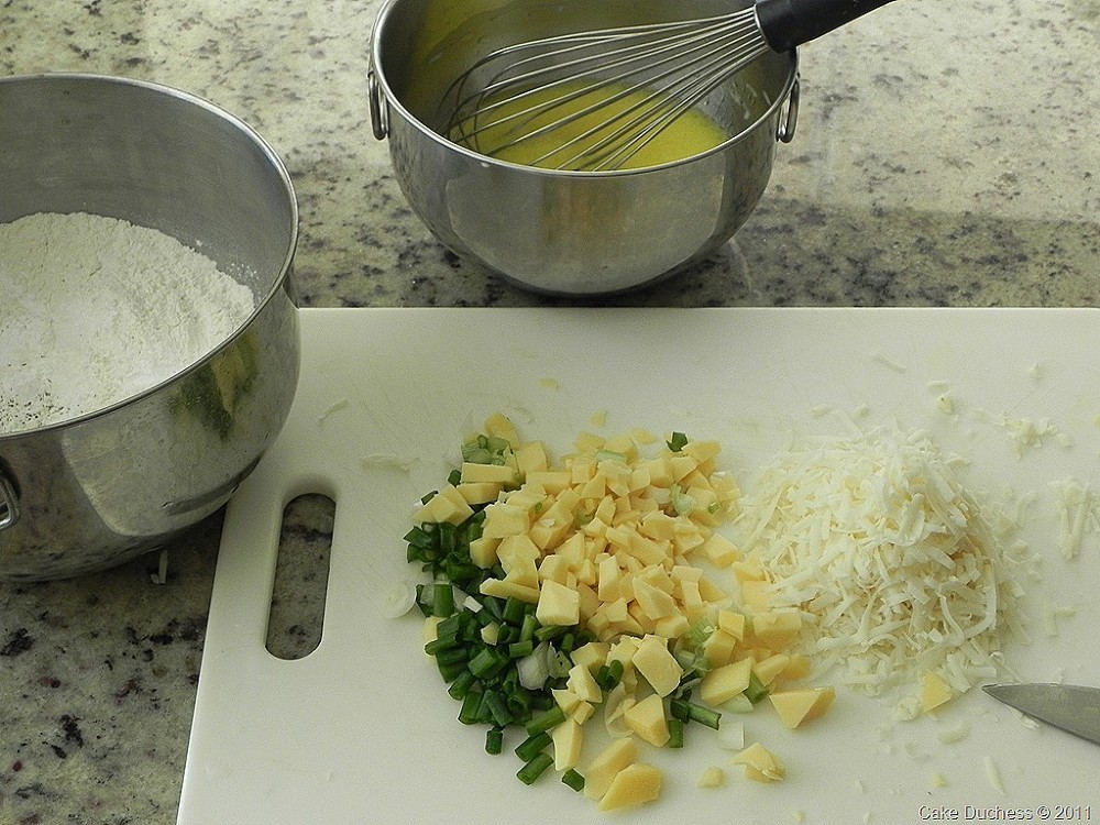image of making savory cheese and chive bread