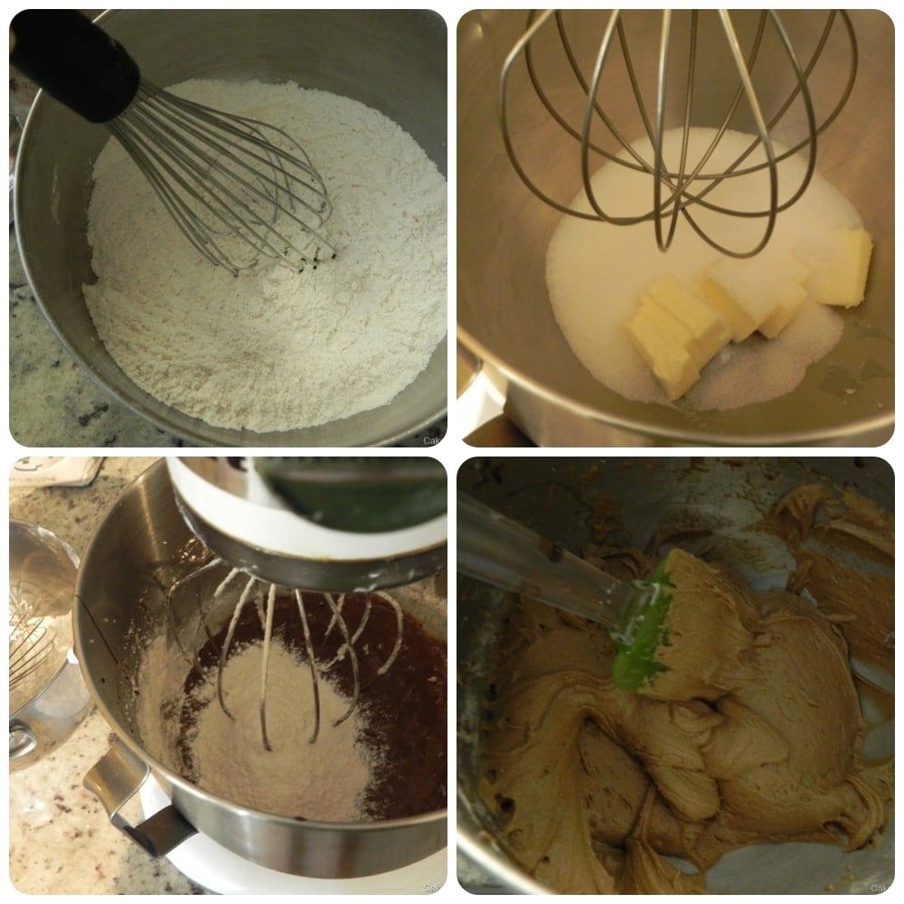 collage of images of making cookie batter