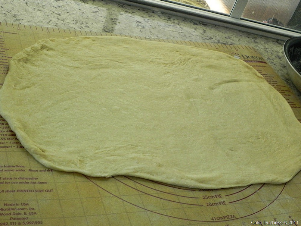 overhead image of dough rolled out