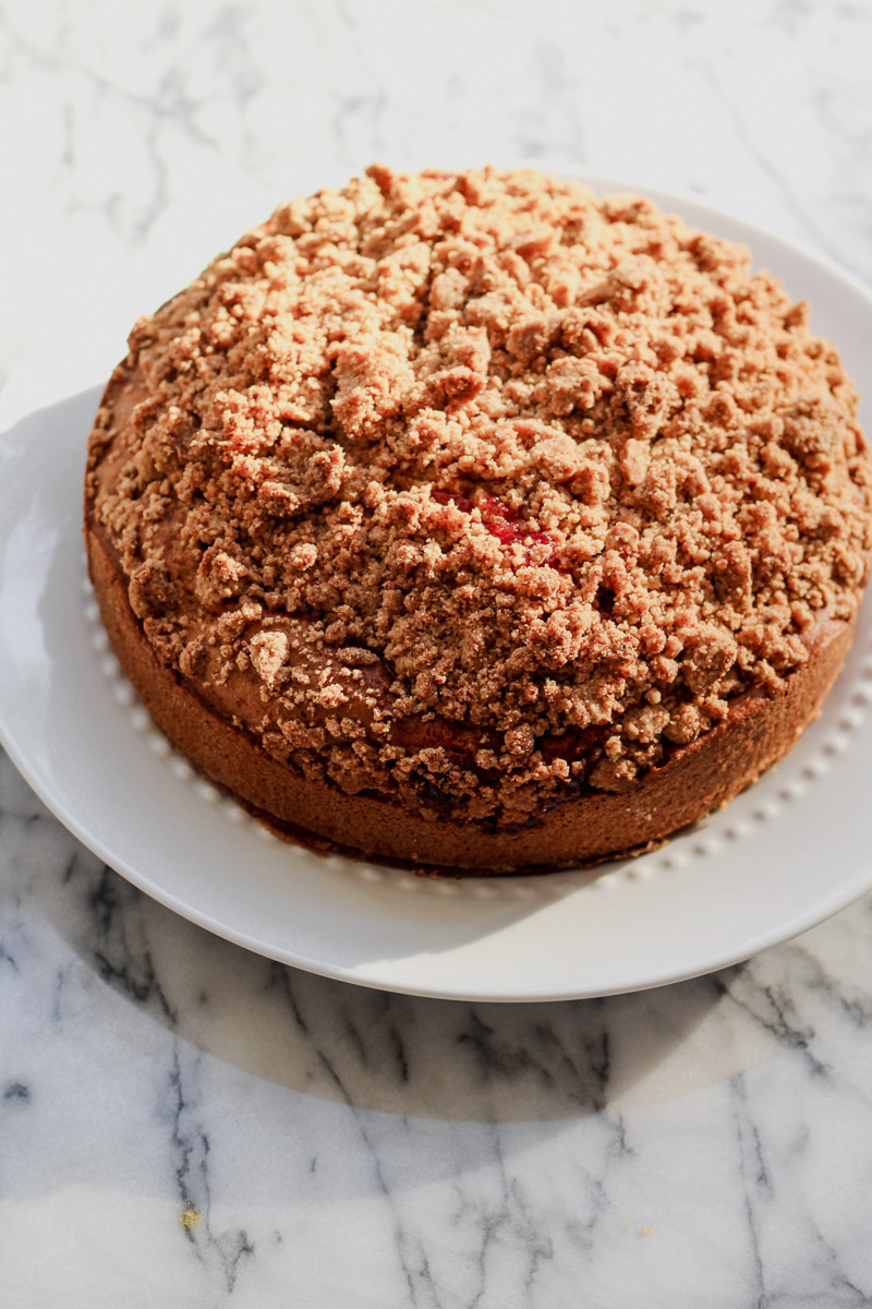 overhead image of guava jam cake