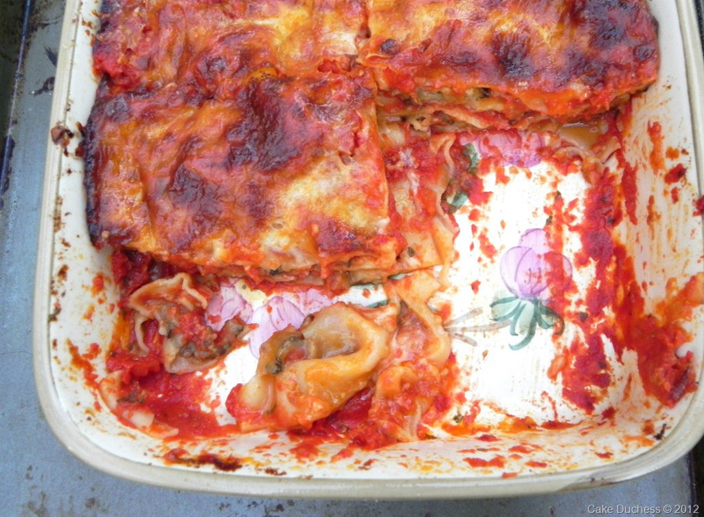 overhead image of pasta dish in casserole