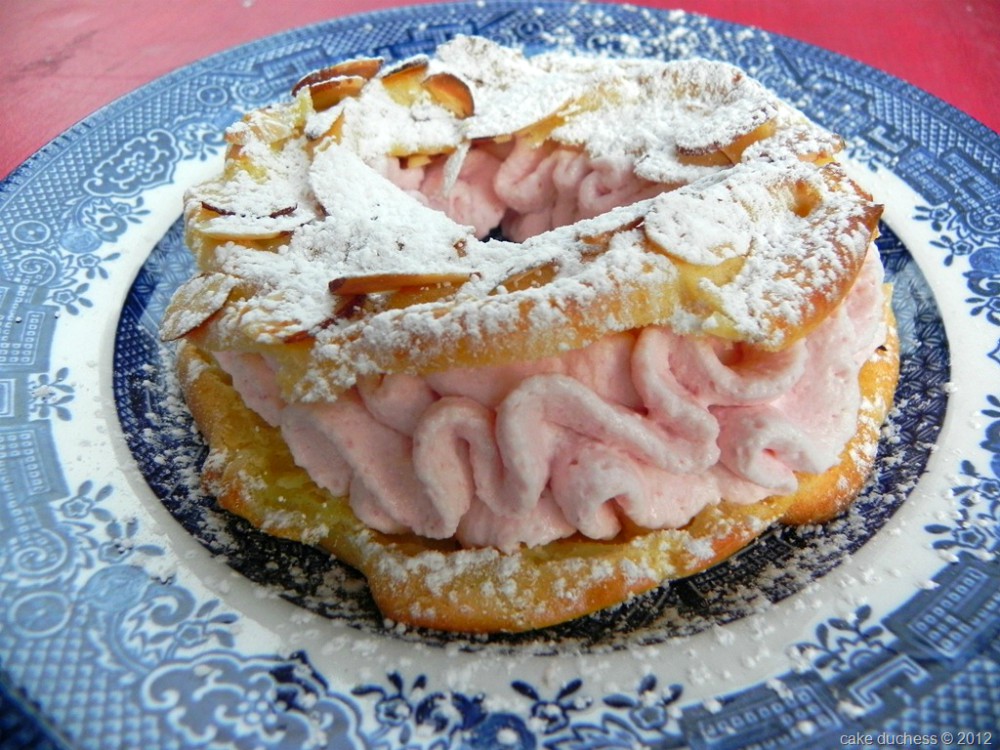 overhead image of pastry with whipped cream filling