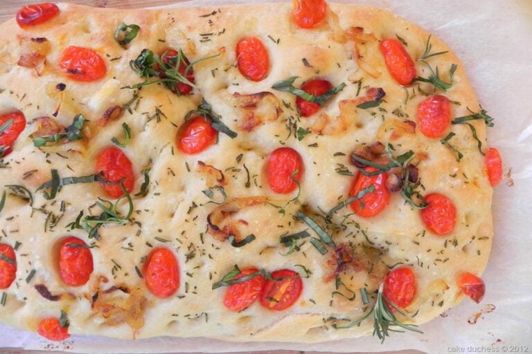 Caramelized Onion and Cherry Tomato Focaccia