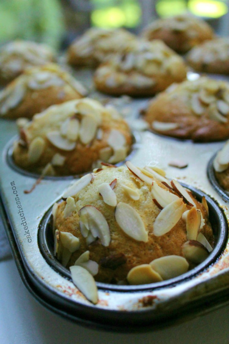 Overhead image of banana flaxseed muffins