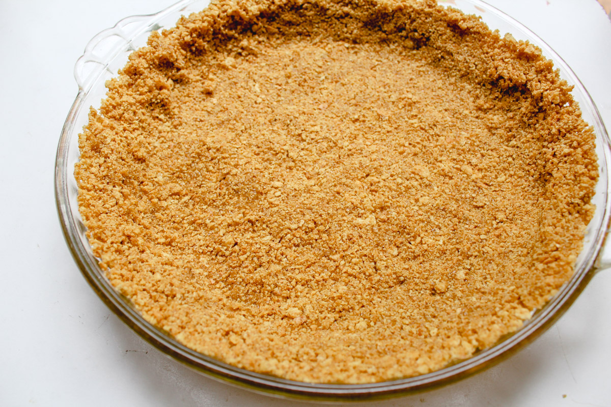 image of a cookie crust in a pie plate