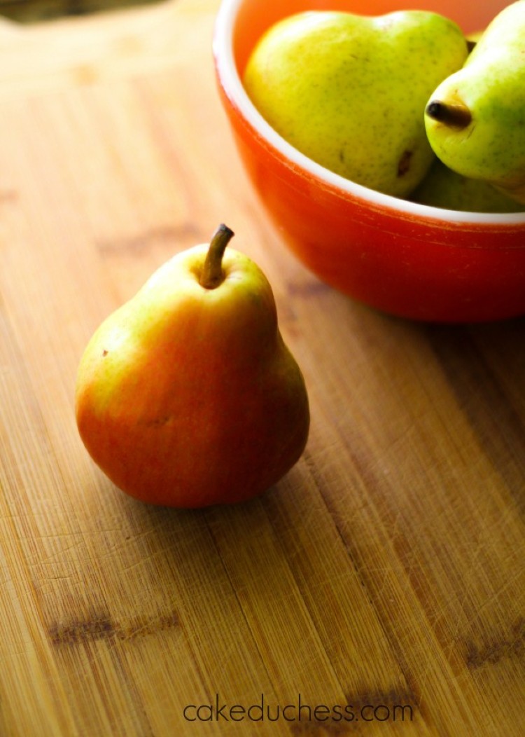 image of pears on a wooden board