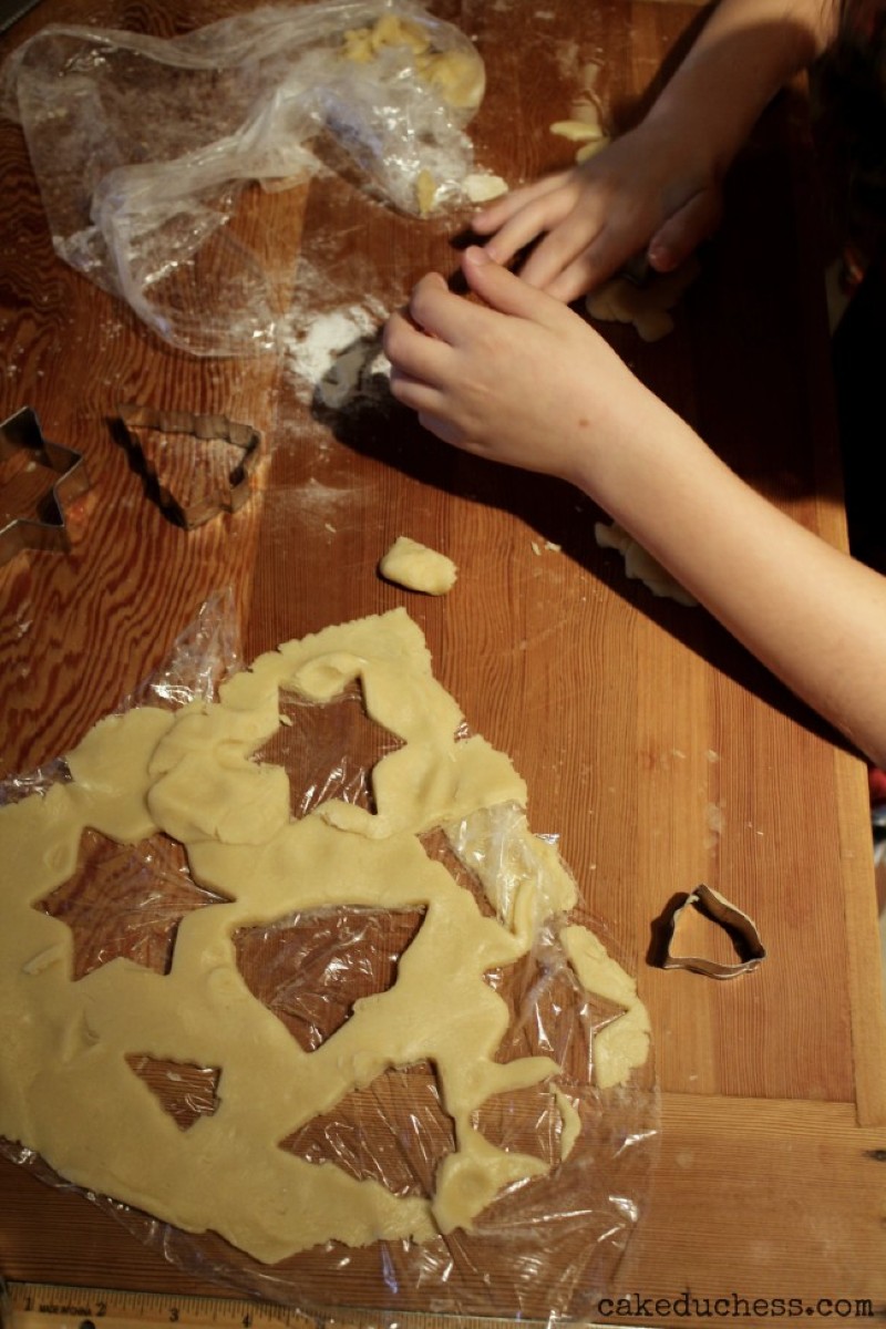 overhead image of making sugar cookies