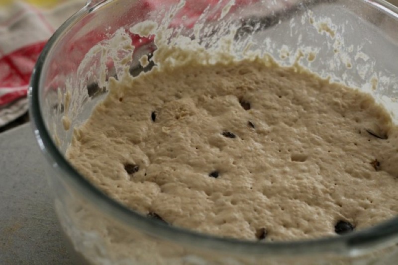 image of dough in a glass bowl