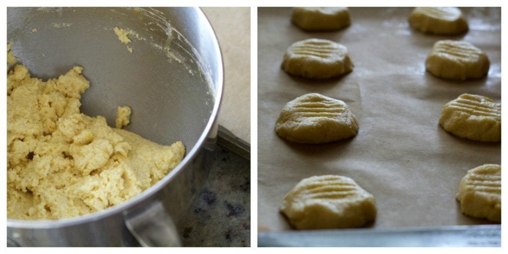 overhead image of lemon cookies on baking tray