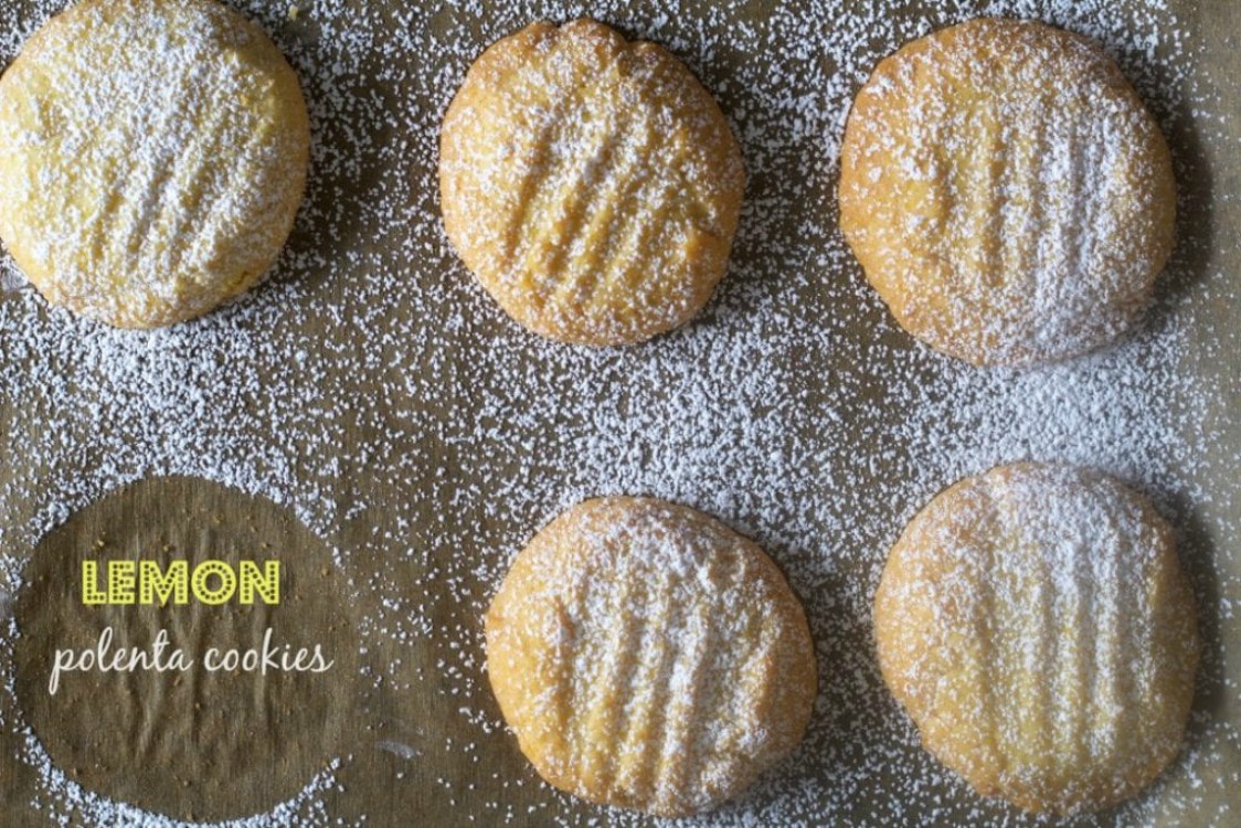 overhead image of lemon cornmeal cookies