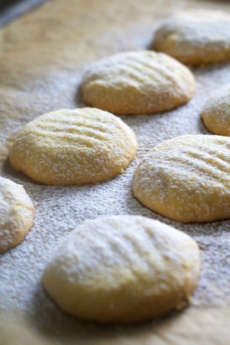 overhead image of lemon cornmeal cookies