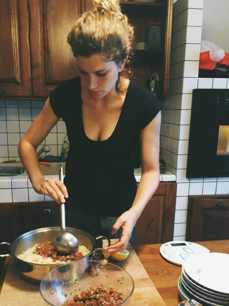 image of making busiate with pesto trapanese