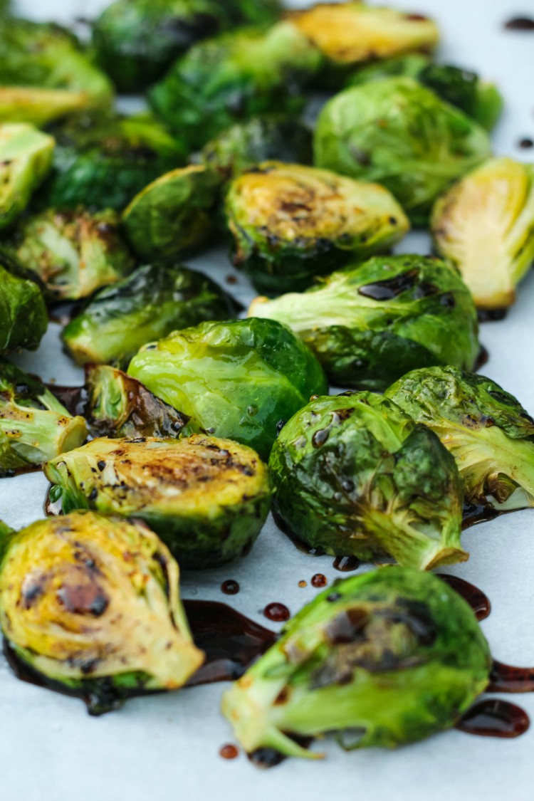 image of brussels sprouts with brown sauce
