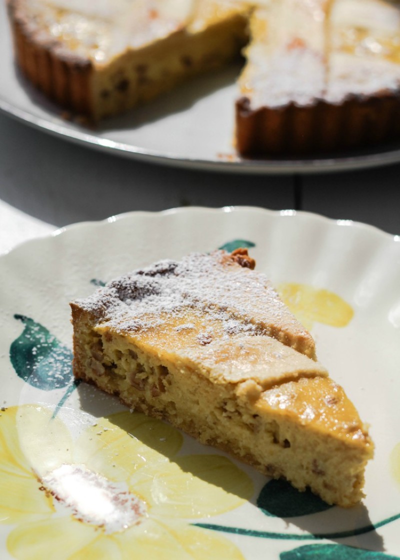 image of a slice of a pastiera napoletana on a plate