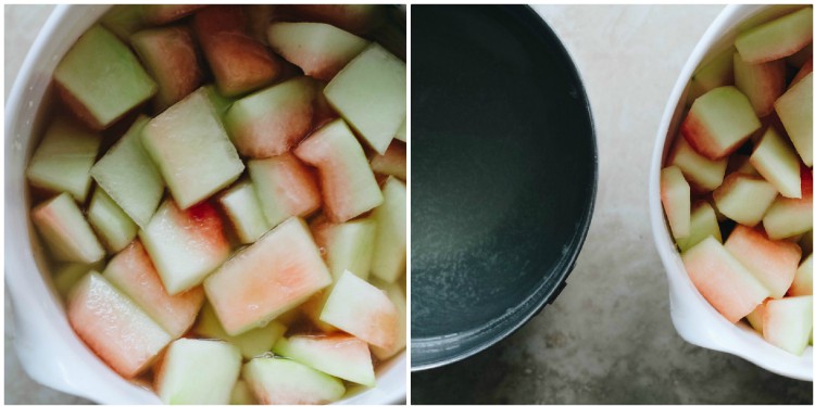 image of making pickled watermelon rinds