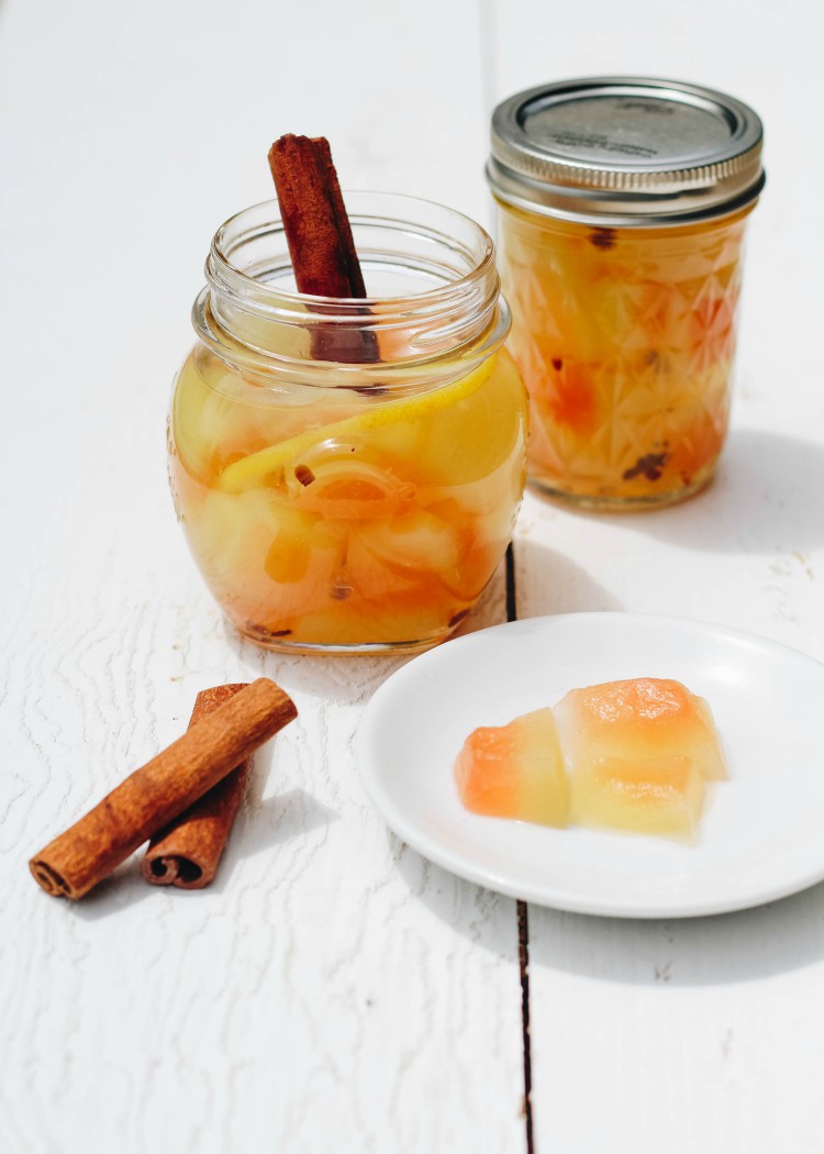 image of pickled watermelon rinds in jars