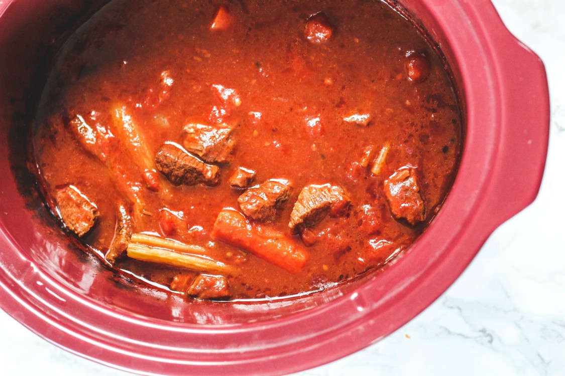 overhead image of making beef stew