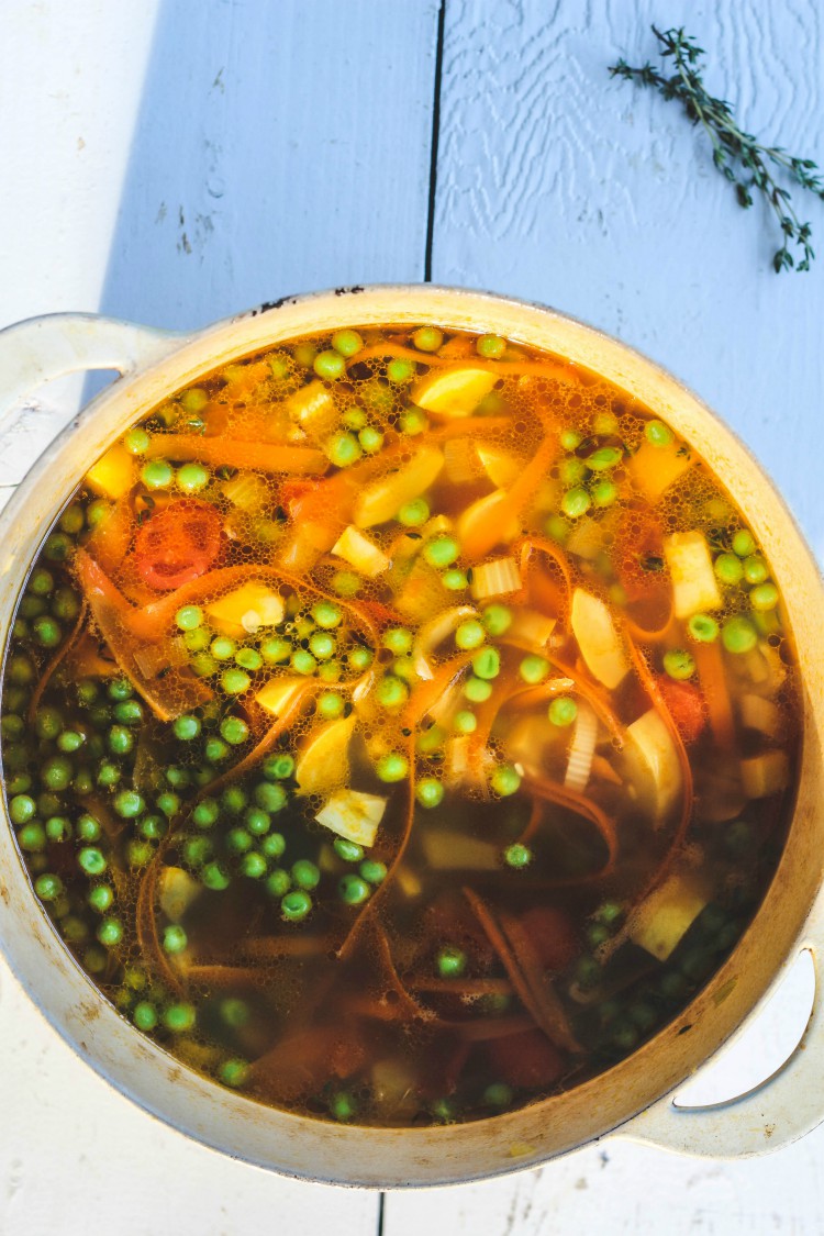 overhead image of summer minestrone