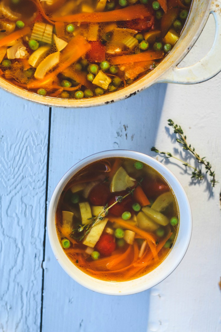 overhead image of summer minestrone 