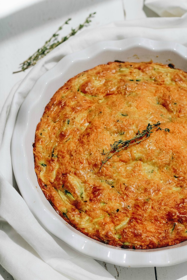 full shot of crustless zucchini quiche