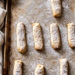 Close-up of bones of the dead cookies dusted with confectioner's sugar