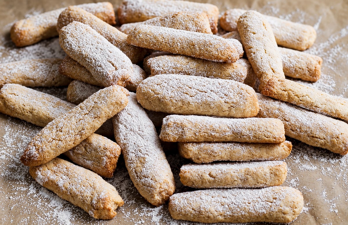 Bones of the Dead Cookies-Ossa di Morto Ossa di Morto almond cookies stacked like bones on a plate