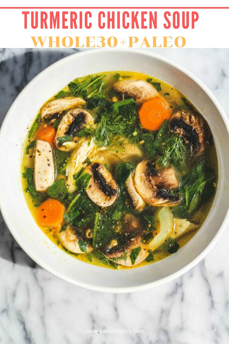 image of bowl of soup in white bowl and marble background