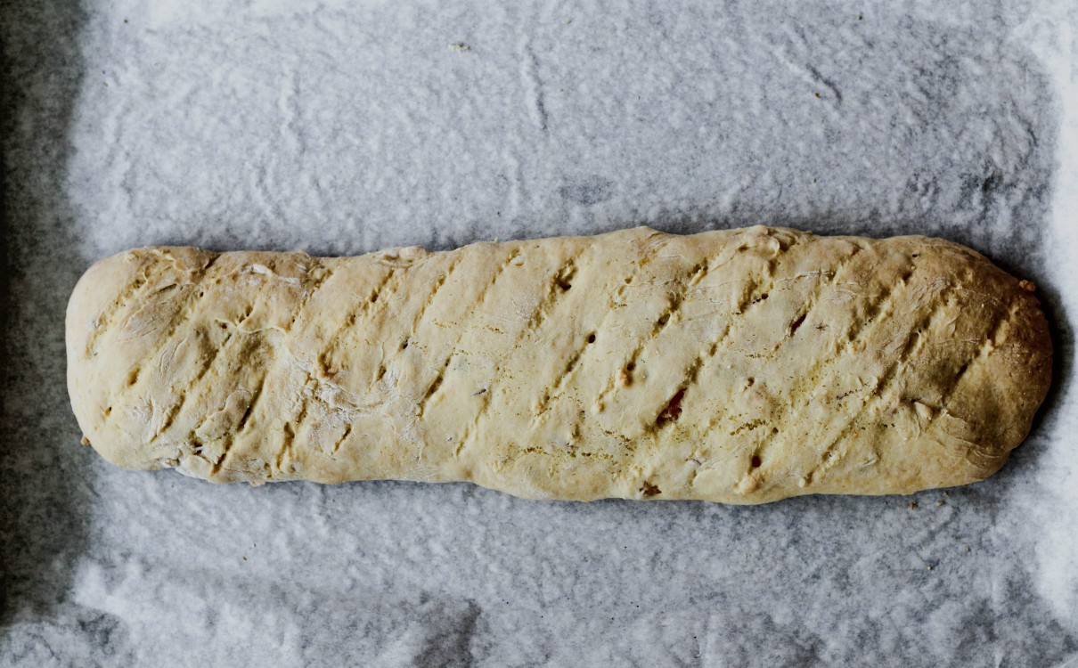 overhead image of cookie dough log