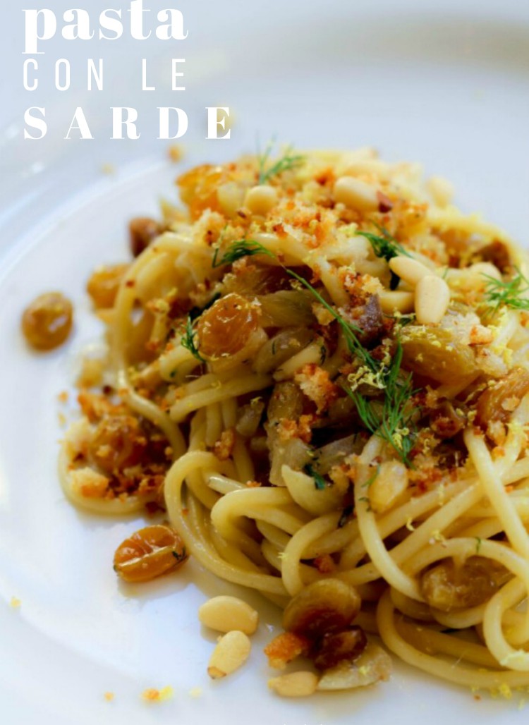 overhead image of pasta con le sarde