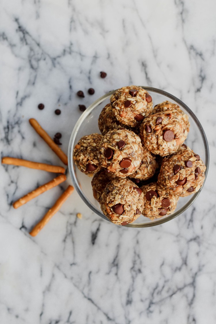 image of peanut butter balls in a glass bowl