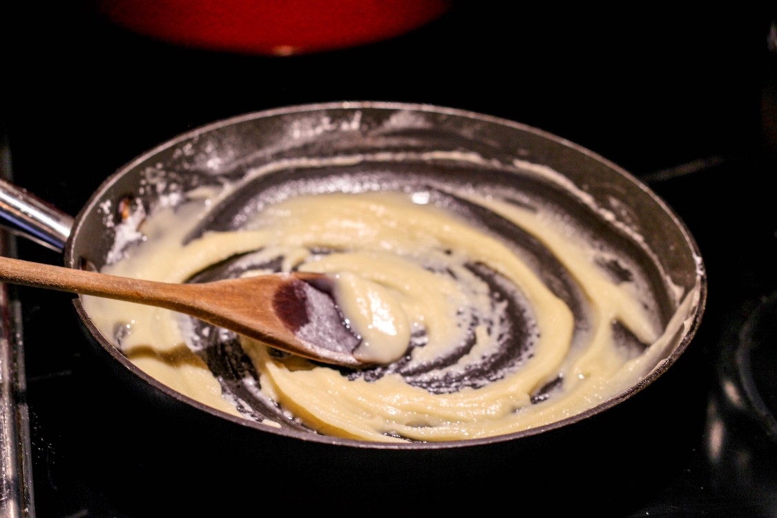 image of making roux in a skillet