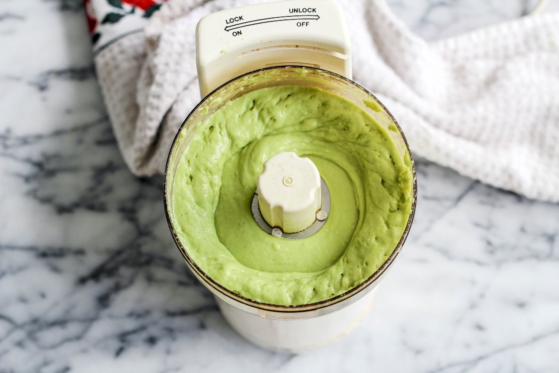 overhead image of making avocado mayo