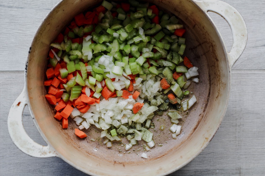 overhead image of making soup