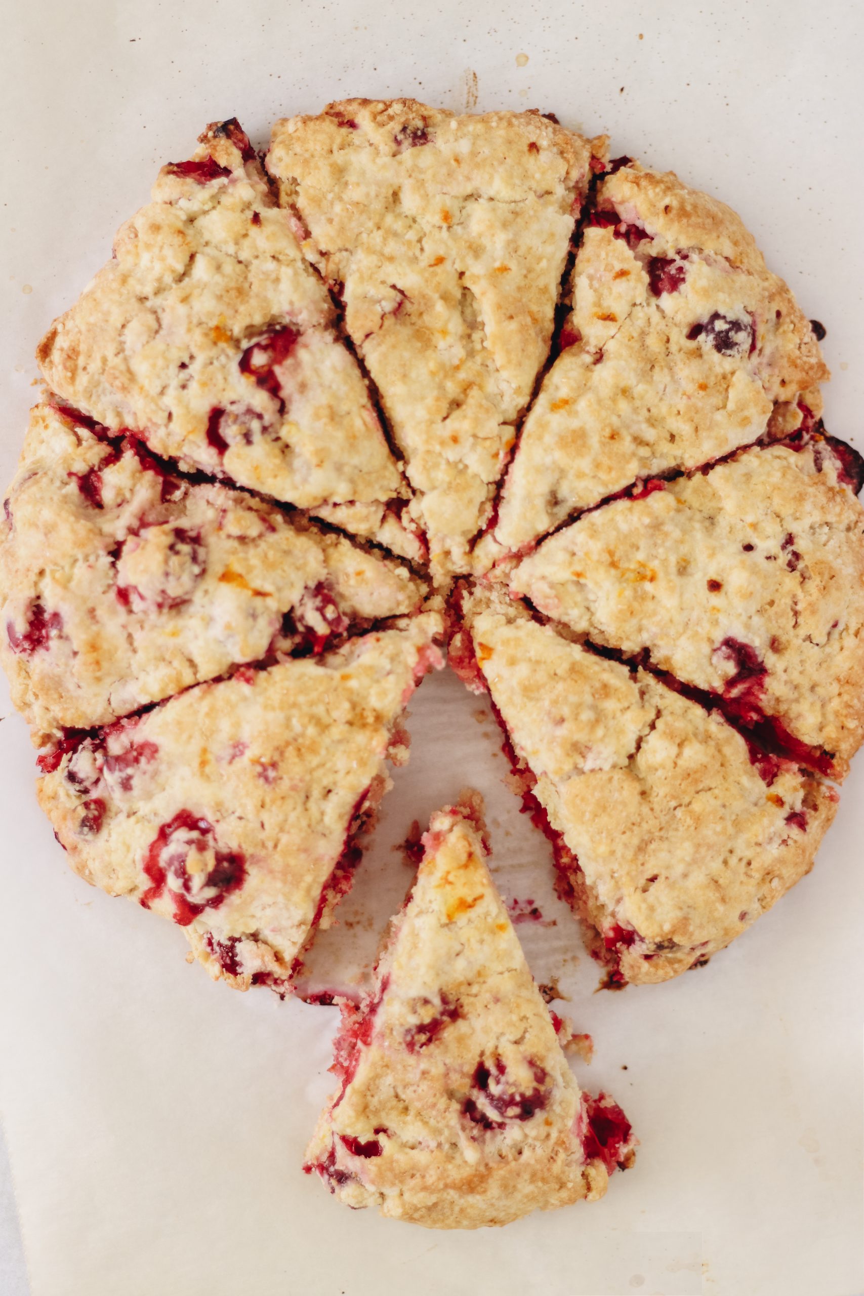 overhead image of clementine cranberry scone
