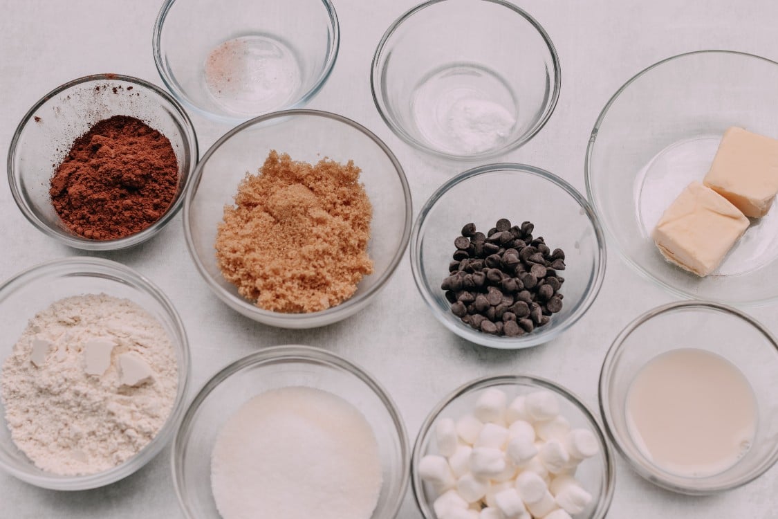 image of ingredients for hot cocoa cookies