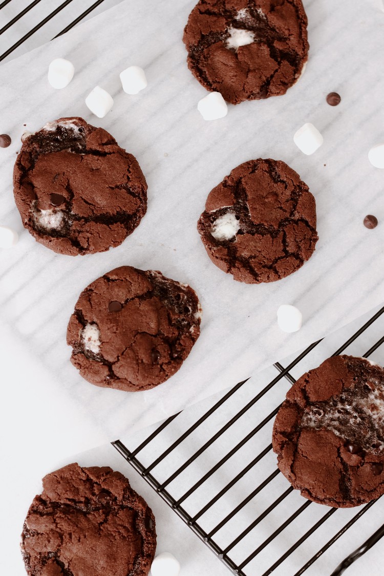 image of chocolate cookies on a baking rack 