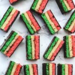 overhead of italian rainbow cookies
