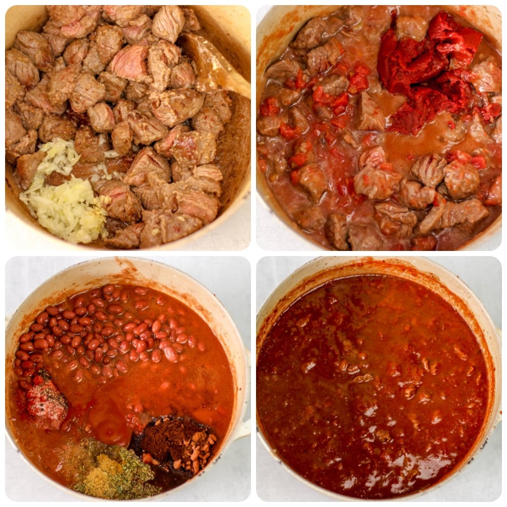 images of making stew meat chili