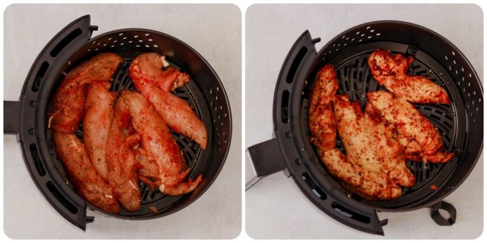 image of making chicken tenders in a air fryer