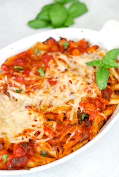 Baked Penne with Tomatoes and Eggplant - Savoring Italy