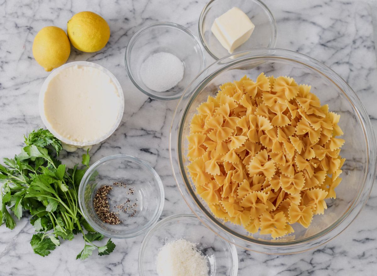image of ingredients to make pasta and ricotta