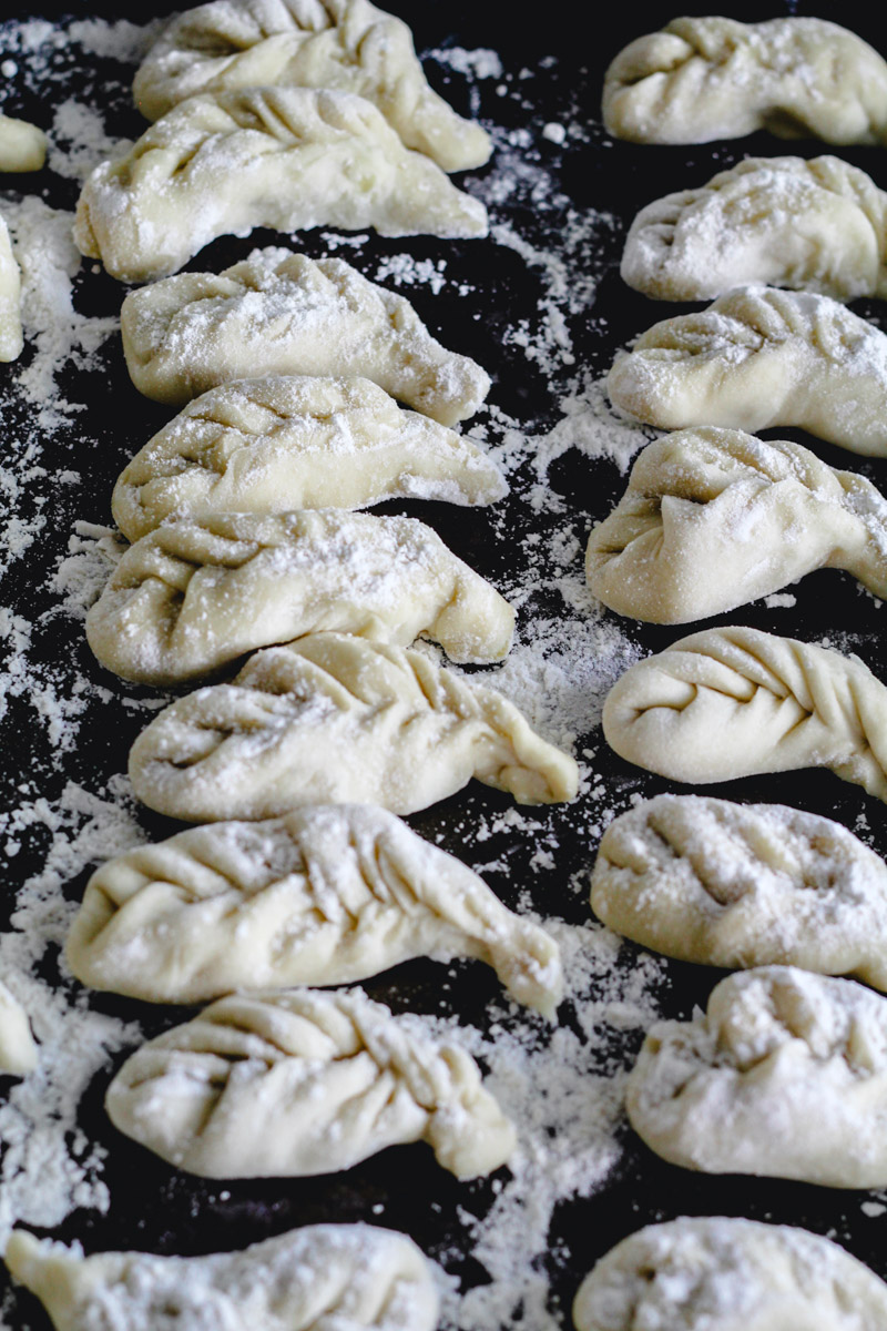 overhead image of homemade dumplings