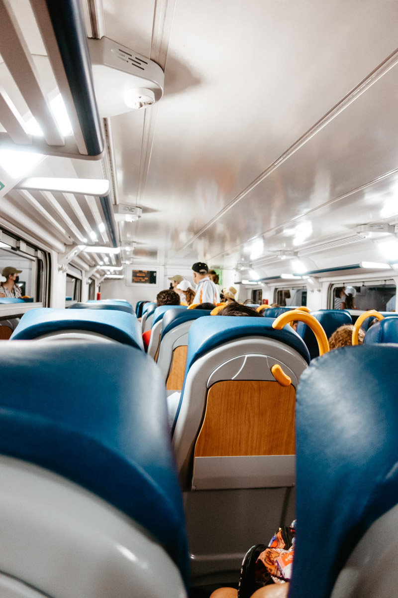 image of inside of a train in the cinque terre 