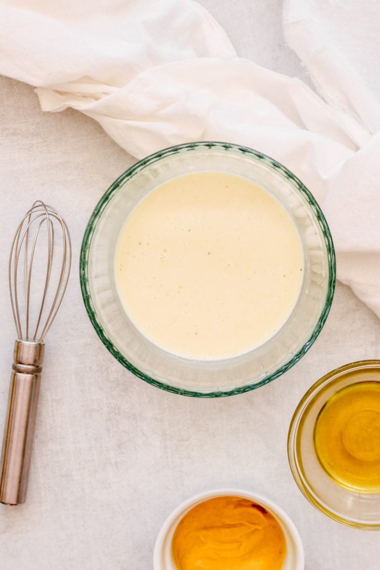 overhead image of coleslaw dressing