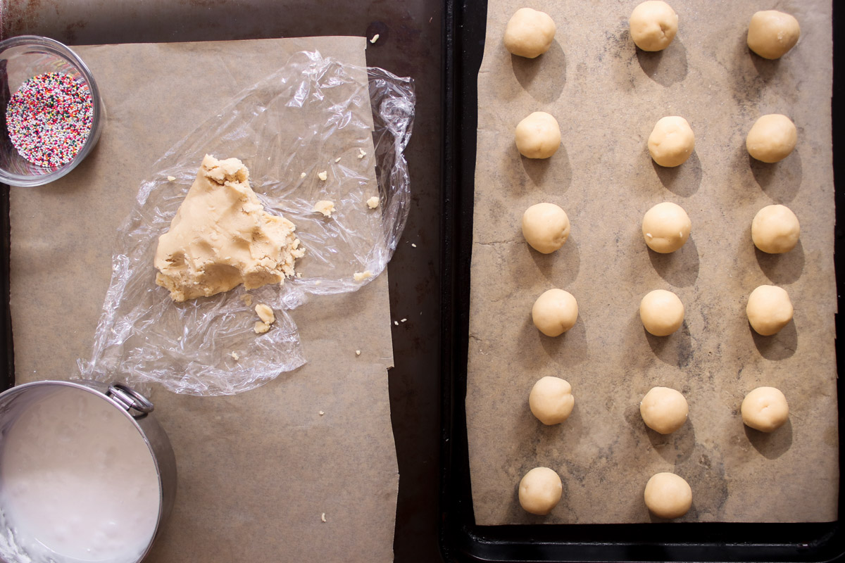 overhead image of making Italian Christmas cookies
