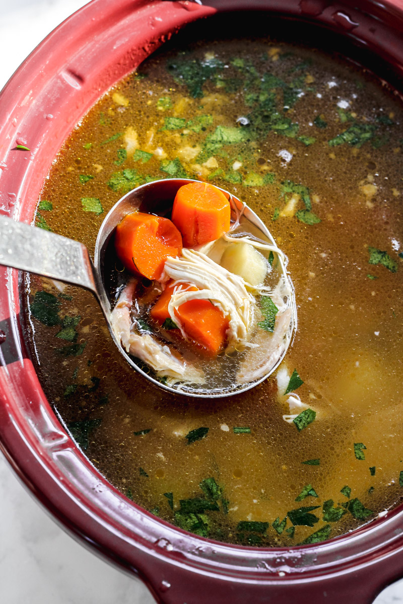 BEST Slow Cooker Whole Chicken Soup Recipe - Savoring Italy